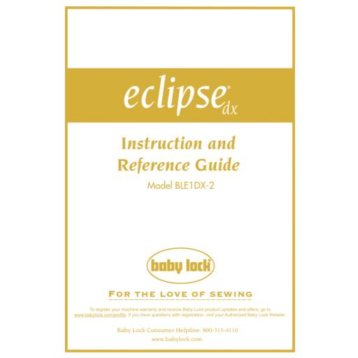 BABYLOCK Eclipse DX Instruction Manual (printed)