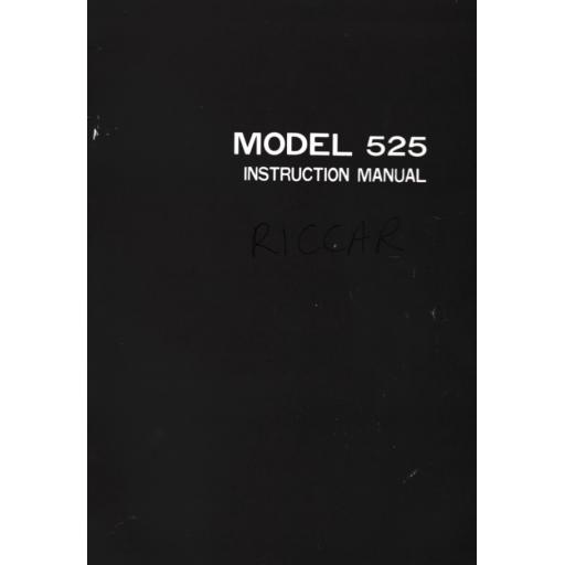 RICCAR Reliant 525 Instruction Manual (Download)